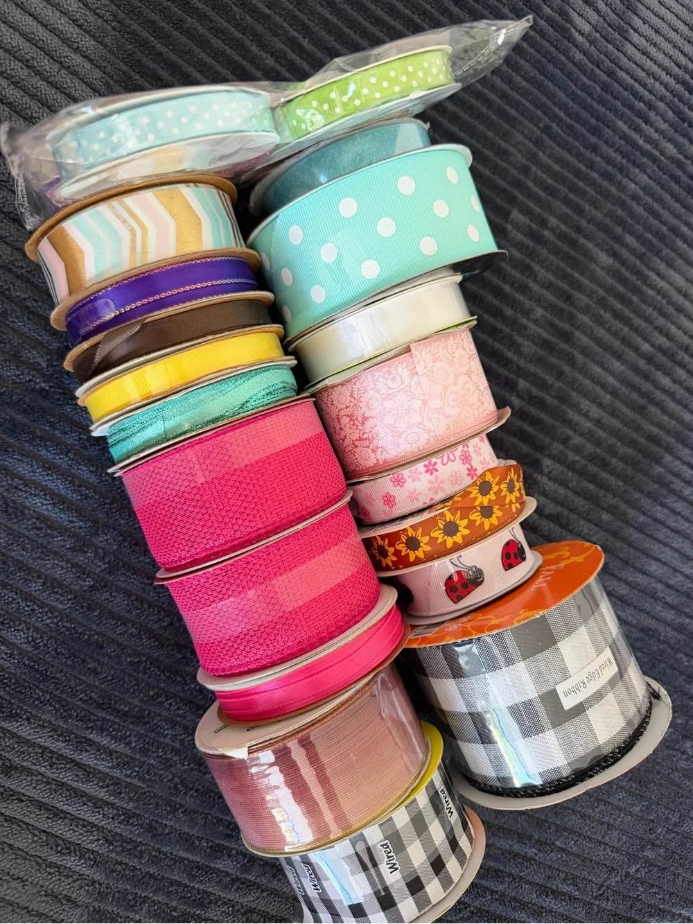 Assorted Pink and Teal Decorative Ribbon Bundle - Home Party Supplies Lot of 22